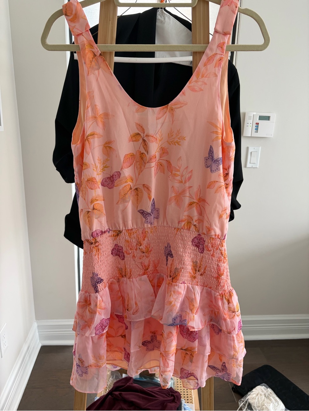 Amanda Uprichard Pink Floral Butterfly mini dress